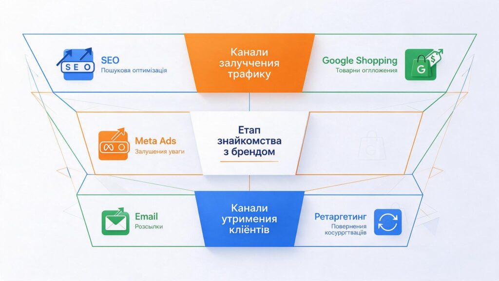 Каналы трафика и их место в воронке продаж интернет-магазина